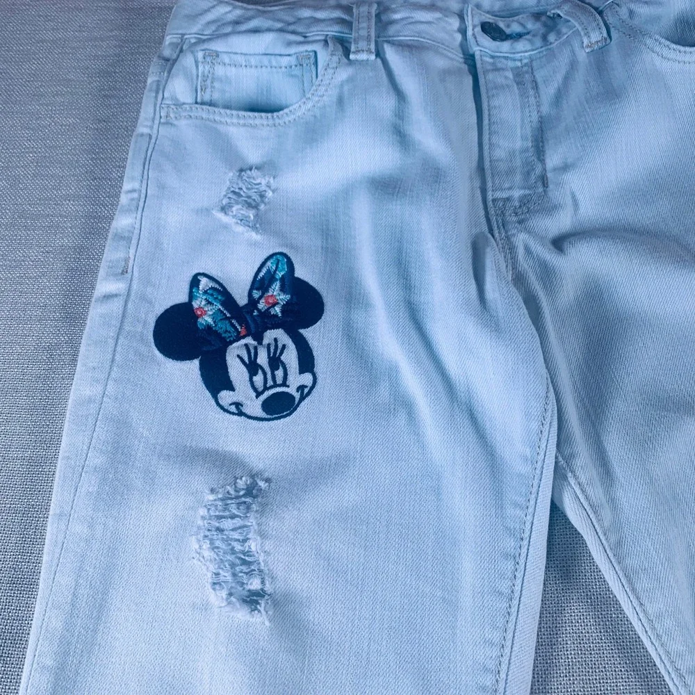 Gap Kids Disney Minnie Mouse Floral‎ Light Wash Distressed Jeans - Size 12